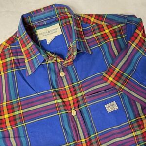 Denim & Supply Ralph Lauren Mens Small Madras Plaid Short Sleeve Button Up Shirt